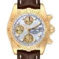 Breitling Windrider Cockpit Yellow Gold Mother of Pearl Mens Watch K13358 Box Papers