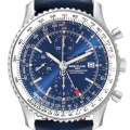 Breitling Navitimer World Blue Dial Steel Mens Watch A24322 Box Papers