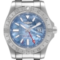 Breitling Avenger II GMT Blue Mother of Pearl Dial Mens Watch A32390 Box Card