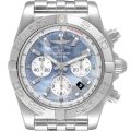 Breitling Chronomat 01 Blue Mother of Pearl Steel Mens Watch AB0110 Box Card Breitling Chronomat 01 Blue Mother of Pearl Steel Mens Watch AB0110 Box Card