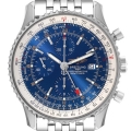 Breitling Navitimer World GMT Blue Dial Steel Mens Watch A24322 Box Card