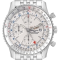 Breitling Navitimer World GMT Chronograph Silver Dial Steel Mens Watch A24322