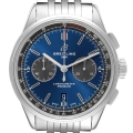 Breitling Premier B01 42mm Blue Dial Steel Mens Watch AB0118 Box Card