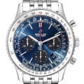 Breitling Navitimer 01 Blue Dial Steel Mens Watch AB0121 Box Card