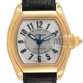Cartier Roadster Yellow Gold Blue Strap Large Mens Watch W62005V2