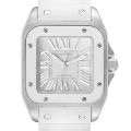 Cartier Santos 100 White Rubber Strap Steel Ladies Watch W20129U2