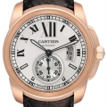 Cartier Calibre Rose Gold Silver Dial Automatic Mens Watch W7100009 Box Papers