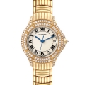 Cartier Cougar Yellow Gold Diamond Bezel Ladies Watch 1171 Box Service Papers