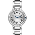 Cartier Ballon Bleu White Gold Diamond Bezel Ladies Watch WE9003Z3 Box Card