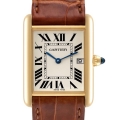 Cartier Tank Louis 18K Yellow Gold Brown Strap Mens Watch W1529756 Papers