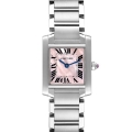 Cartier Tank Francaise Pink Mother of Pearl Steel Ladies Watch W51028Q3