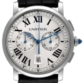 Cartier Rotonde Chronograph Silver Dial Steel Mens Watch WSRO0002