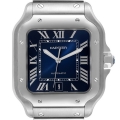 Cartier Santos Stainless Steel Blue Dial Mens Watch WSSA0030 Box Card