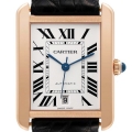 Cartier Tank Solo XL Rose Gold Silver Dial Mens Watch W5200026