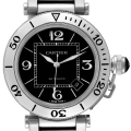 Cartier Pasha Seatimer Black Dial Automatic Steel Mens Watch W31077M7 Box Papers