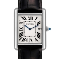 Cartier Tank Louis Large White Gold Black Strap Mens Watch W1540956 Box Card