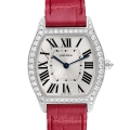 Cartier Tortue 18k White Gold Diamond Ladies Watch WA501009 Box Papers