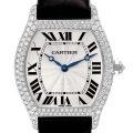 Cartier Tortue 18K White Gold Diamond Mens Watch WA504351