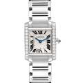 Cartier Tank Francaise Steel Silver Dial Diamond Ladies Watch W4TA0008 Box Card