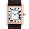 Cartier Tank Solo Large Rose Gold Steel Brown Strap Mens Watch W5200025