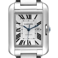 Cartier Tank Anglaise Large Steel Automatic Mens Watch W5310009 Box Papers