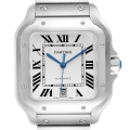 Cartier Santos Silver Dial Large Steel Mens Watch WSSA0018 Box Card Unworn