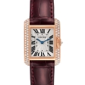 Cartier Tank Anglaise Rose Gold Silver Dial Diamond Ladies Watch WT100013