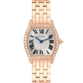 Cartier Tortue Small Rose Gold Silver Dial Diamond Ladies Watch WA501010