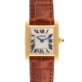 Cartier Tank Francaise Yellow Gold Brown Strap Ladies Watch W5000256