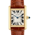 Cartier Tank Louis Small Yellow Gold Brown Strap Ladies Watch W1529856 Card
