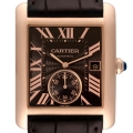 Cartier Tank MC Rose Gold Brown Dial Brown Strap Mens Watch W5330002