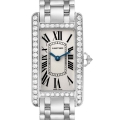 Cartier Tank Americaine White Gold Diamond Ladies Watch WB7073L1 Box Card