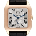 Cartier Santos Dumont Rose Gold Silver Dial Black Strap Mens Watch W2020067 Cartier Santos Dumont Rose Gold Silver Dial Black Strap Mens Watch W2020067