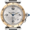 Cartier Pasha 38mm Steel Yellow Gold Silver Dial Mens Watch W31035T6