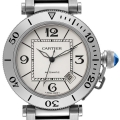 Cartier Pasha Seatimer Stainless Steel Silver Dial Mens Watch W31080M7 Papers Cartier Pasha Seatimer Stainless Steel Silver Dial Mens Watch W31080M7 Papers