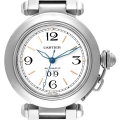 Cartier Pasha C Midsize Big Date White Dial Steel Mens Watch W31044M7 Papers