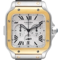Cartier Santos XL Chronograph Steel Yellow Gold Mens Watch W2SA0008 Box Card