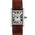Cartier Tank Louis 18k White Gold Brown Strap Ladies Watch W1541056 Cartier Tank Louis 18k White Gold Brown Strap Ladies Watch W1541056