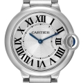 Cartier Ballon Bleu 36mm Silver Guilloche Dial Mens Watch W69011Z4