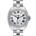 Cartier Cle Silver Guilloche Dial Automatic Steel Ladies Watch WSCL0005 Box Card