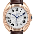 Cartier Cle Rose Gold Brown Strap Automatic Mens Watch WGCL0004