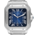 Cartier Santos Stainless Steel Blue Dial Mens Watch WSSA0030 Unworn