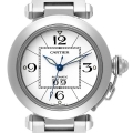 Cartier Pasha C Big Date Midsize Steel White Dial Mens Watch W31055M7