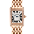 Cartier Tank Louis Small Rose Gold Diamond Ladies Watch WJTA0020 Box Papers