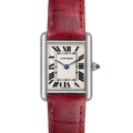Cartier Tank Louis 18k White Gold Burgundy Strap Ladies Watch W1541056