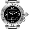 Cartier Pasha Seatimer Black Dial Automatic Steel Mens Watch W31077M7 Papers