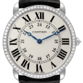 Cartier Ronde Louis White Gold Diamond Mens Watch WR000551