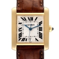 Cartier Tank Francaise Large Yellow Gold Brown Strap Mens Watch W5000156