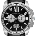 Cartier Calibre Chronograph Black Dial Steel Mens Watch W7100060