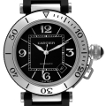 Cartier Pasha Seatimer Steel Black Rubber-Coated Bracelet Mens Watch W31077U2